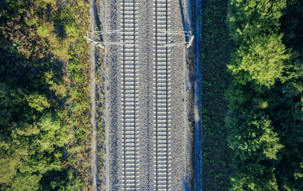 Aerial view of rail tracks
