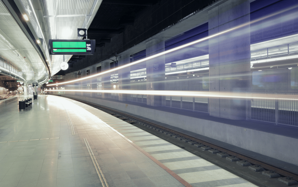 Metro Station light trails from slow shutter speed