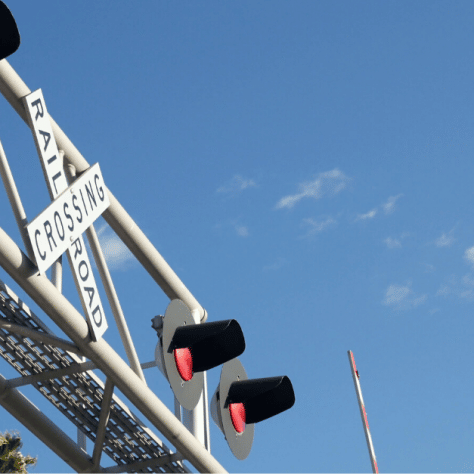 red lights at a level crossing