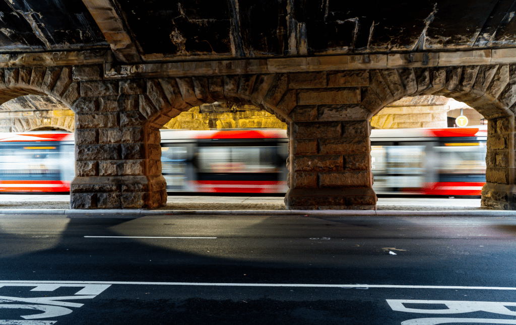 Sydney light rail passing Central Station