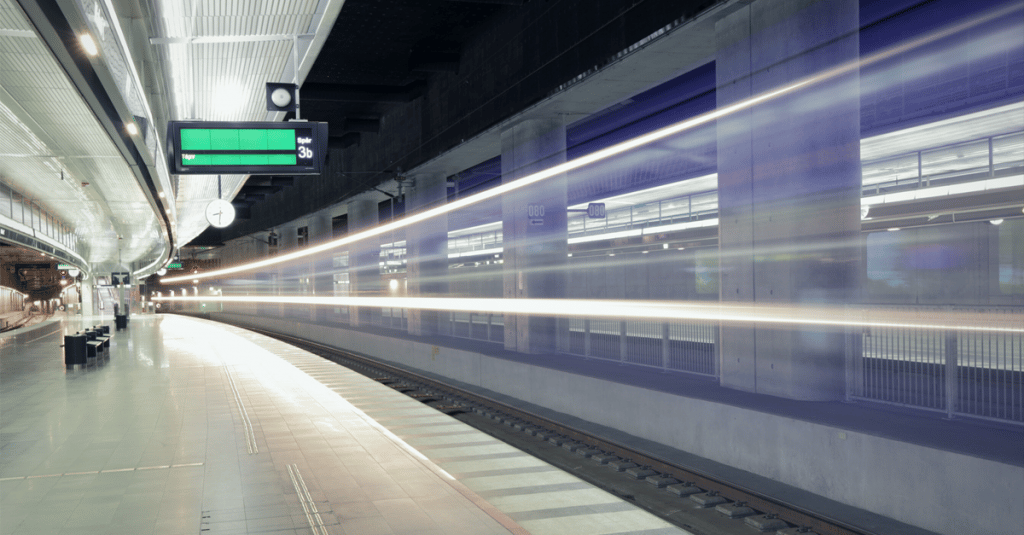 Metro Station light trails from slow shutter speed