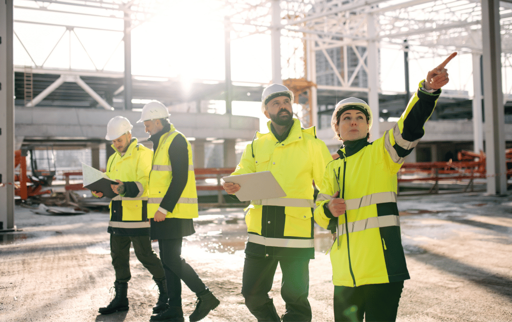 Engineers visiting construction site