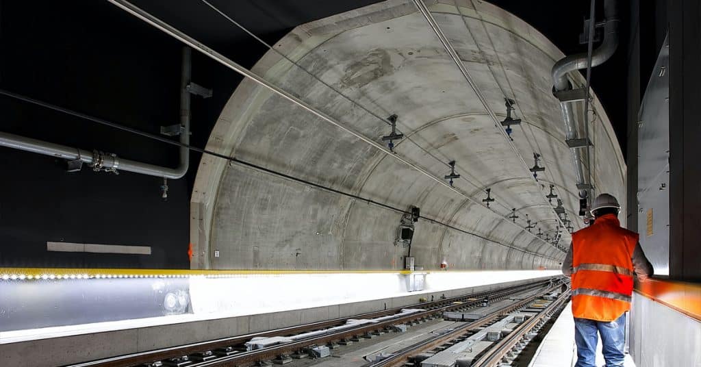 Engineer inspecting tunnel