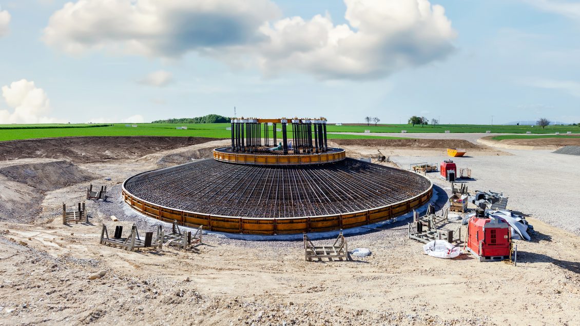 Wind turbine foundation under construction