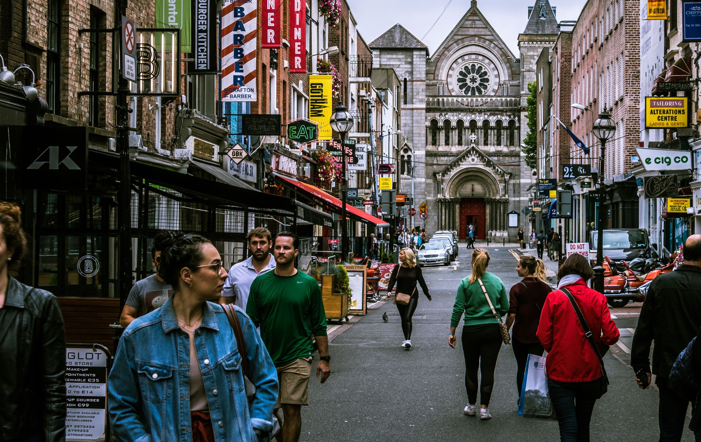 People walking on a Dublin street