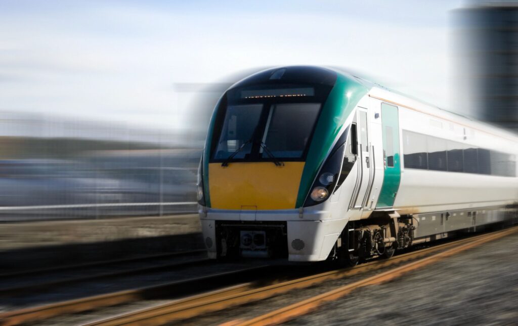 Irish Rail train with motion blur