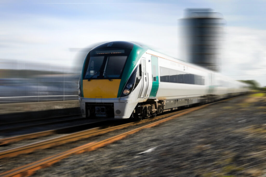 A photo of a moving train blurred