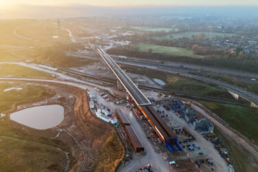 Aerial view of the M6 south viaduct slide