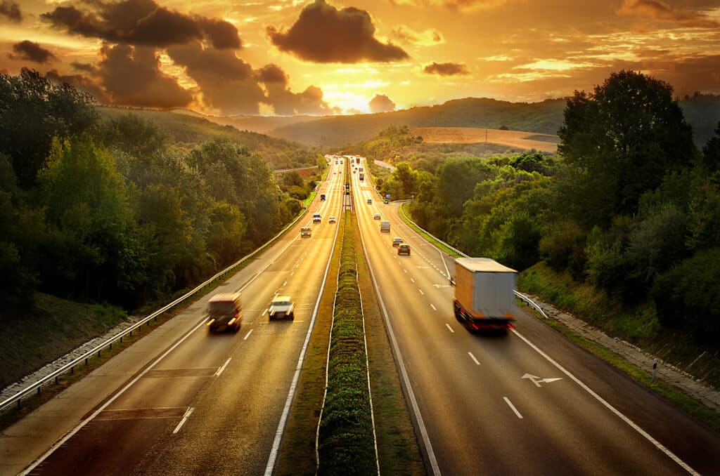 motorway sunset