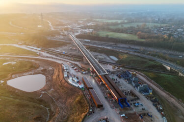 Aerial view of the M6 south viaduct slide