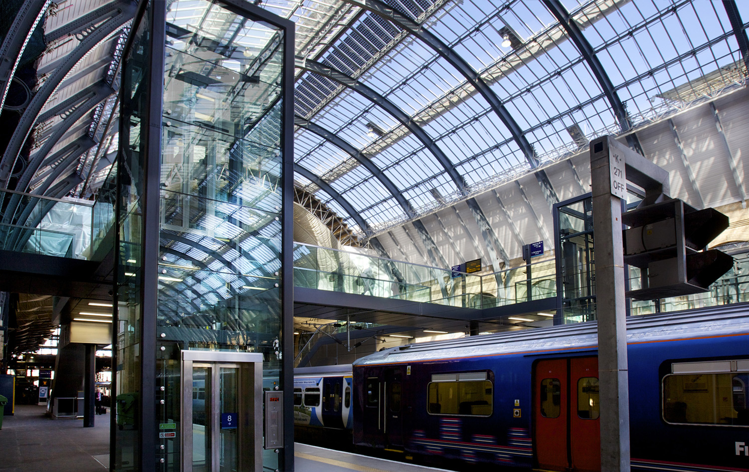 Trains on the platform at King's Cross station