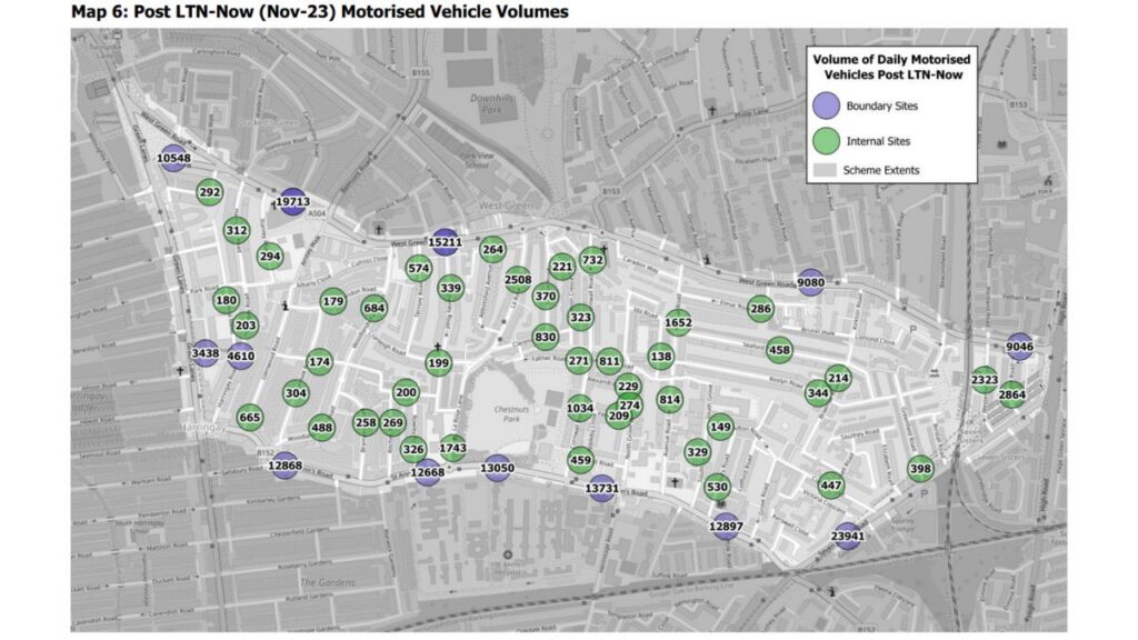 Map showing motorised vehicle volumes in Haringey